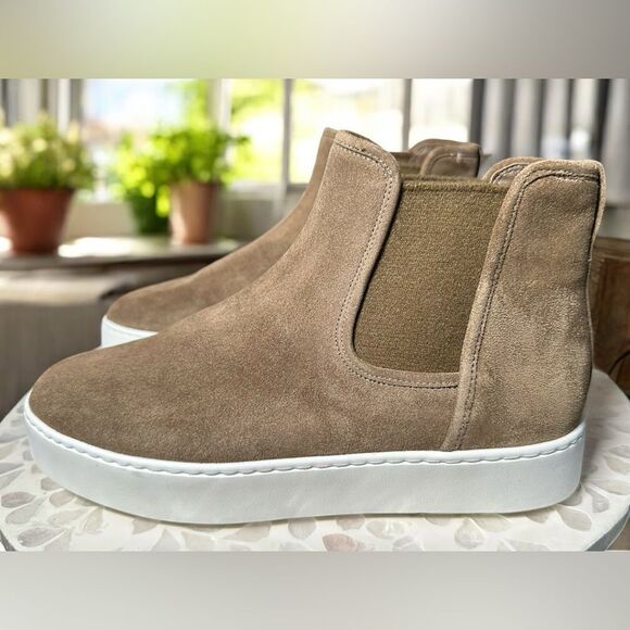 Vince Warren $295 Leather Water Resistant Suede Genuine Shearling Sneaker Boots - Picture 2 of 10
